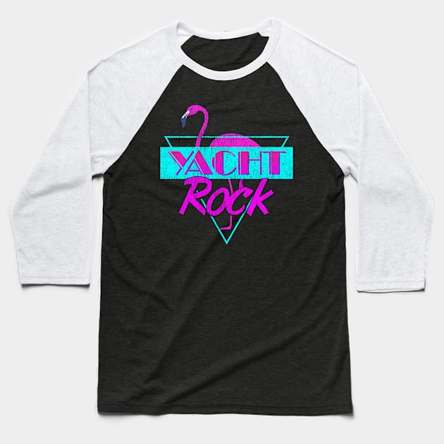 Yacht Rock Retro Flamingo Baseball T-Shirt by Vector Deluxe